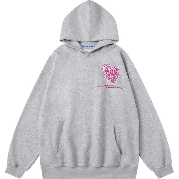 imageAelfric Eden Graphic Hoodie Womens Oversized Hoodies Y2k Cute Heart Print Sweatshirt Streetwear Hooded PulloverGrey