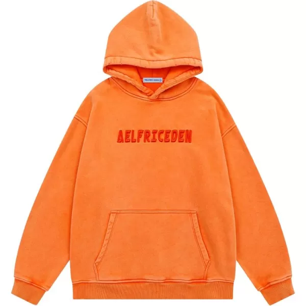 imageAelfric Eden Mens Hoodies Oversized Vintage Acid Wash Hoodie Heavyweight Cotton Fleece Hoodies Hooded Sweatshirt StreetwearOrange