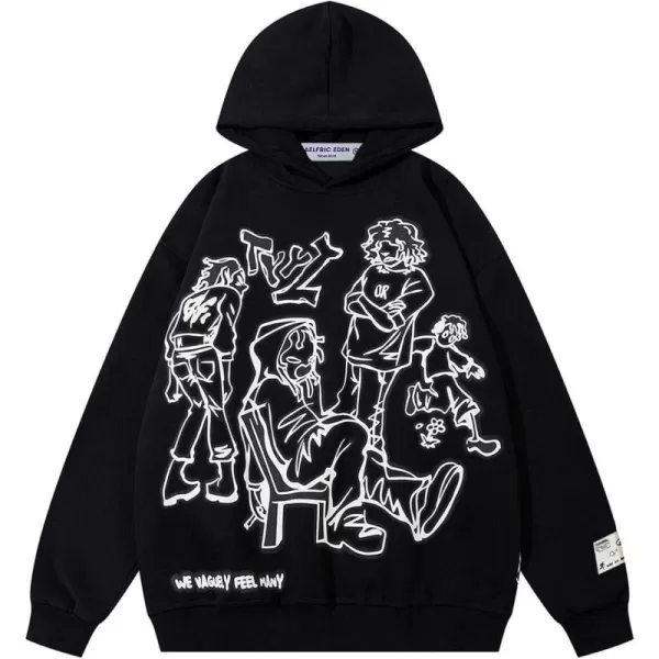 imageAelfric Eden Y2k Graphic Hoodies Streetwear Hoodie Oversized Hooded Sweatshirt Pullover Preppy Hip Hop Fashion Unisex3black White