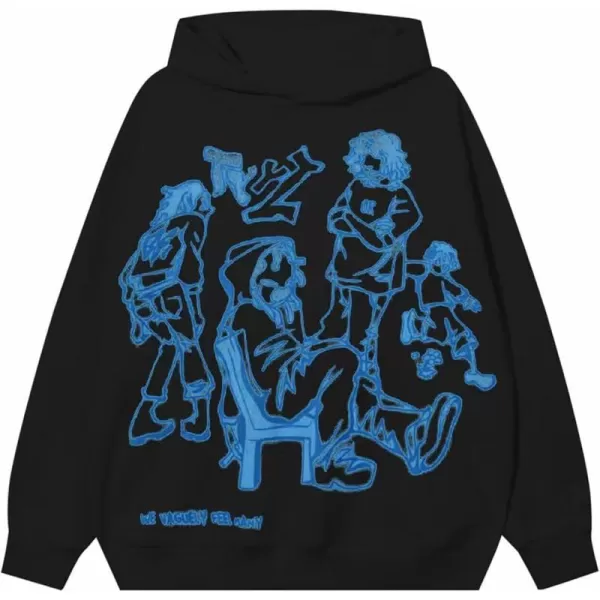 imageAelfric Eden Y2k Graphic Hoodies Streetwear Hoodie Oversized Hooded Sweatshirt Pullover Preppy Hip Hop Fashion Unisex4black Blue