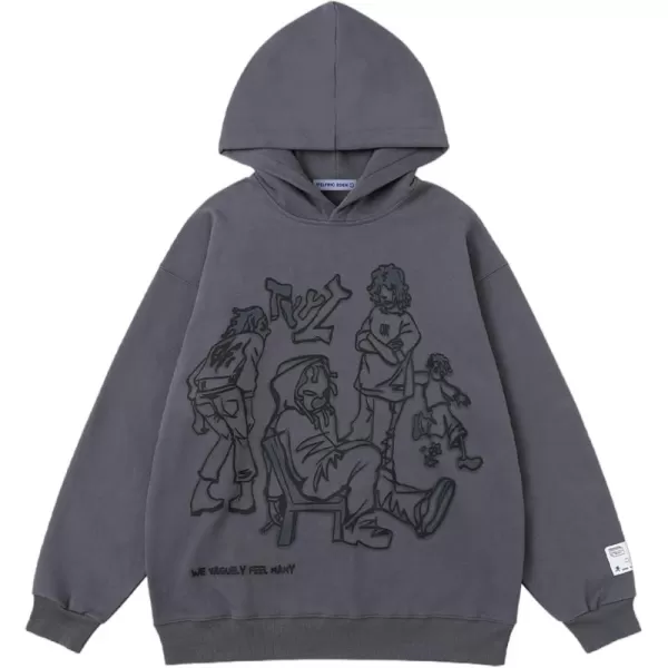 imageAelfric Eden Y2k Graphic Hoodies Streetwear Hoodie Oversized Hooded Sweatshirt Pullover Preppy Hip Hop Fashion Unisex5grey