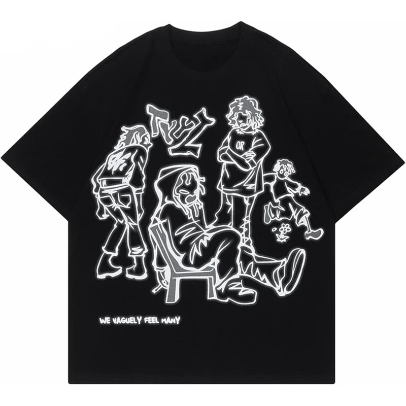 imageAelfric Eden Mens Cartoon Character Tee Graphic Tees Summer Short Sleeve Printed Cotton T Shirts Casual Harajuku TopsBlack21