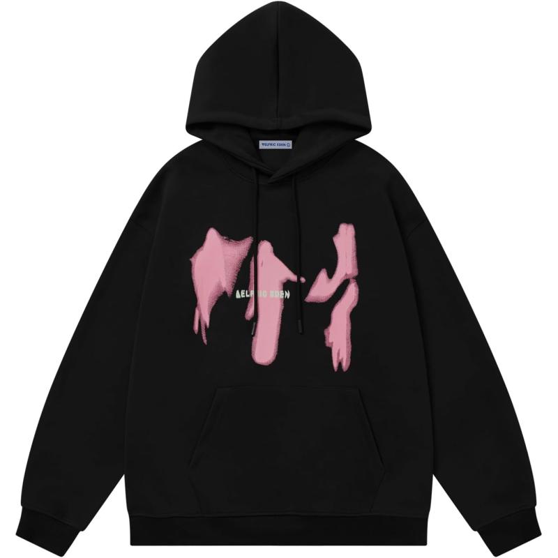 imageAelfric Eden Oversized Hoodies for Women Streetwear Vintage Baggy Shadow Print Hoodie Pullover with pocketBlack