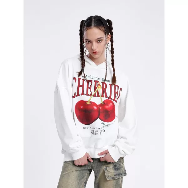 imageAelfric Eden Cherries Graphic Hoodie Cartoon Character Print Streetwear Casual hoodies y2k Hooded SweatshirtZ03white