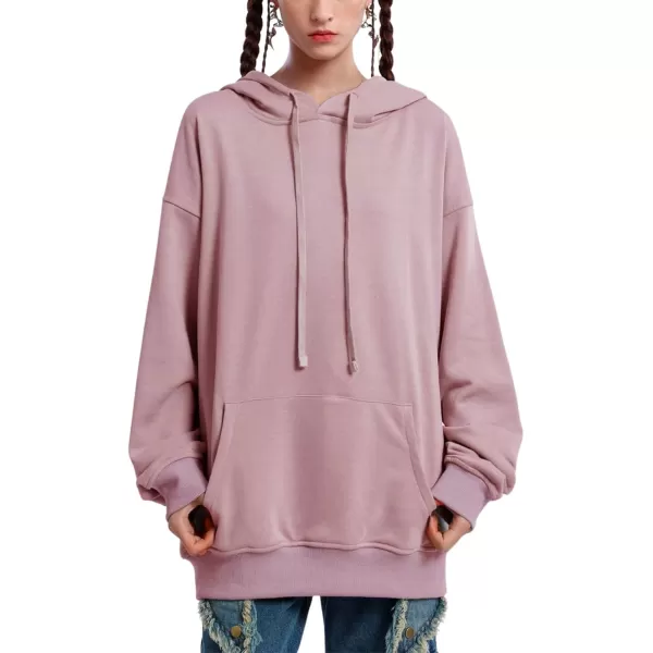 imageAelfric Eden Embroidery Hoodies Oversized Y2k Hooded Sweatshirts Unisex Solid Color Hoodie Streetwear Pullover TopsBdark Pink