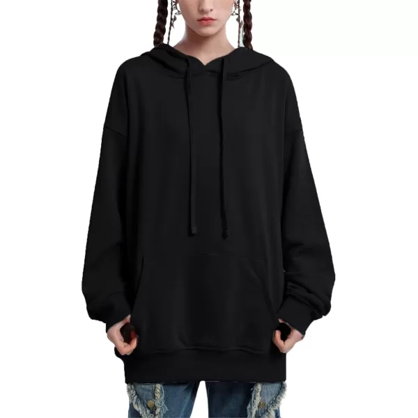 imageAelfric Eden Embroidery Hoodies Oversized Y2k Hooded Sweatshirts Unisex Solid Color Hoodie Streetwear Pullover TopsDblack