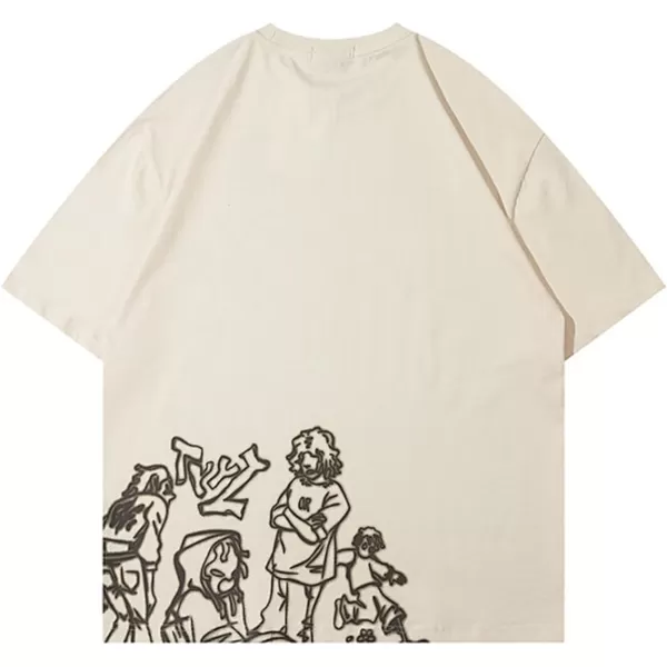 imageAelfric Eden Mens Cartoon Character Tee Graphic Tees Summer Short Sleeve Printed Cotton T Shirts Casual Harajuku TopsBeige21