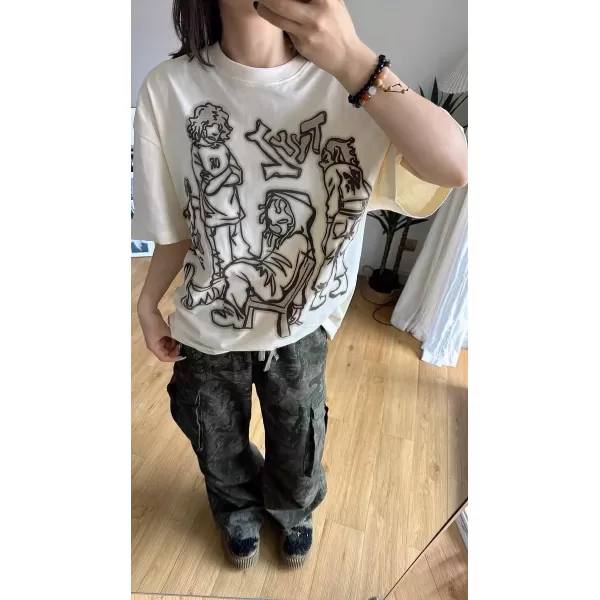 imageAelfric Eden Mens Cartoon Character Tee Graphic Tees Summer Short Sleeve Printed Cotton T Shirts Casual Harajuku TopsBeige21
