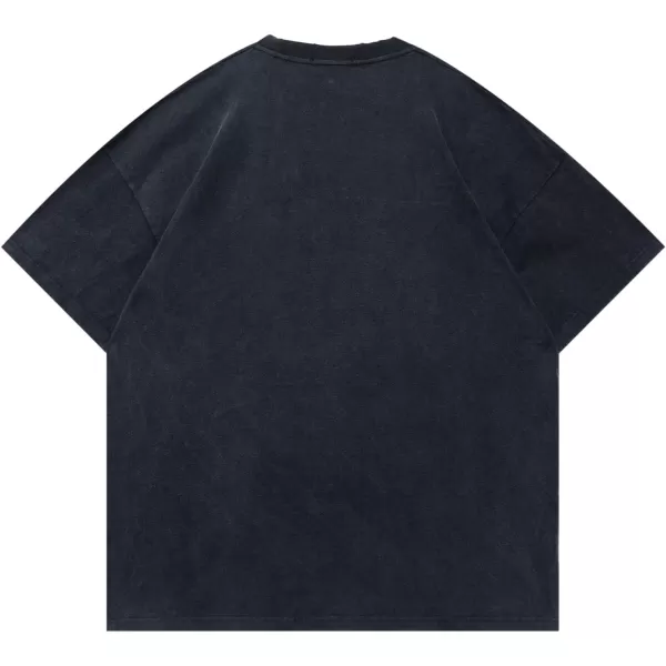 imageAelfric Eden Mens Graphic TShirts Oversized Tees Short Sleeve Vintage Washed Tshirt Unisex Streetwear Graffiti TopsBlack