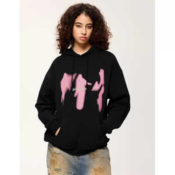 imageAelfric Eden Oversized Hoodies for Women Streetwear Vintage Baggy Shadow Print Hoodie Pullover with pocketBlack