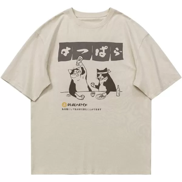 imageAelfric Eden Cat Print Tee Graphic Tees Summer Short Sleeve Printed Cotton T Shirts Casual Harajuku Tops71beige