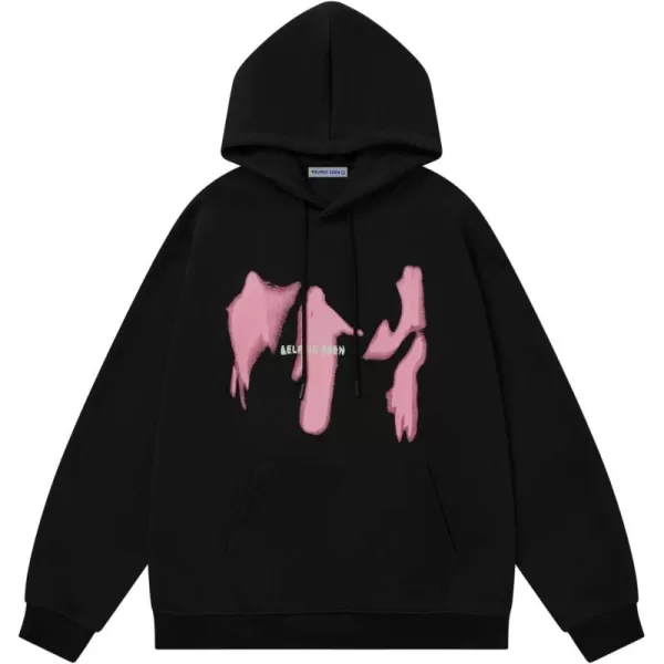 imageAelfric Eden Oversized Hoodies for Women Streetwear Vintage Baggy Shadow Print Hoodie Pullover with pocketBlack