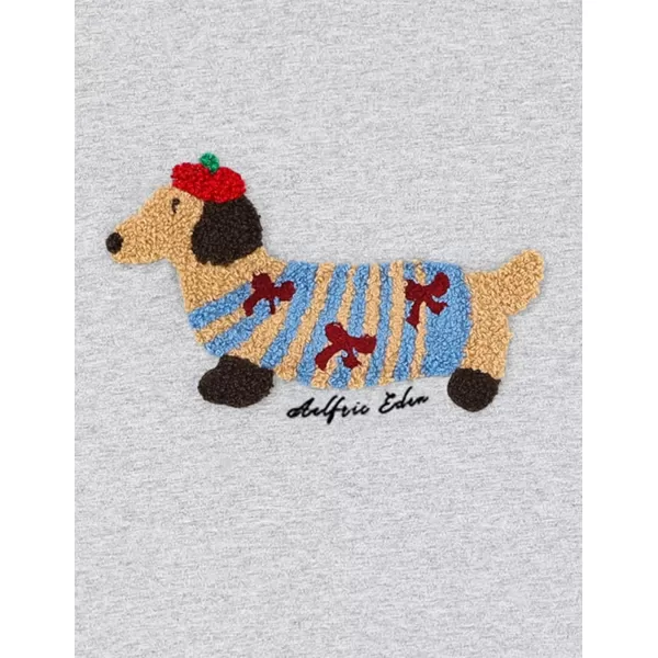 imageAelfric Eden Cartoon Dog Tee Shirt Cotton Graphic TShirts Cute Casual Summer Oversized Shirts Streetwear TopsGrey