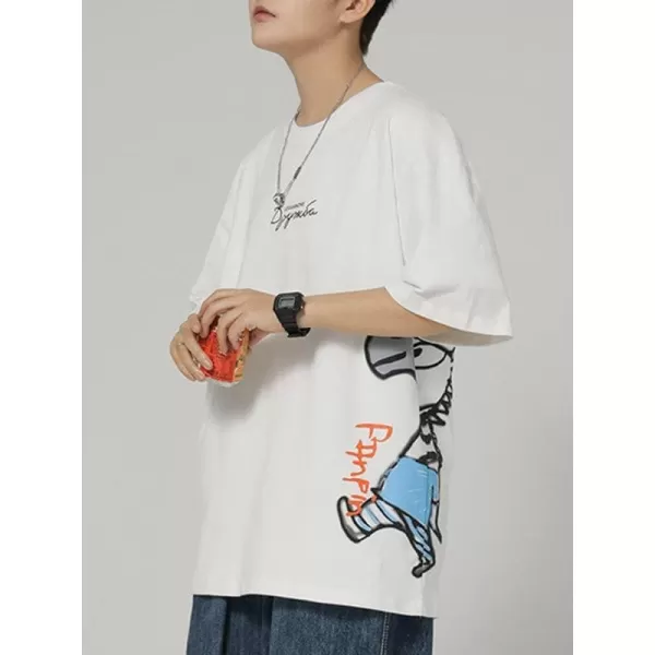 imageAelfric Eden Graphic Tees Y2k Cartoon Dinosaur Printed Summer Short Sleeve Streetwear Cotton Shirts Casual Harajuku Tops1248white