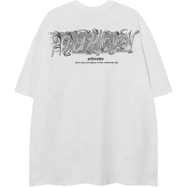 imageAelfric Eden Mens Graphic Tees Y2k Oversized T Shirts Vintage Streetwear Shirt Casual TopsWhite