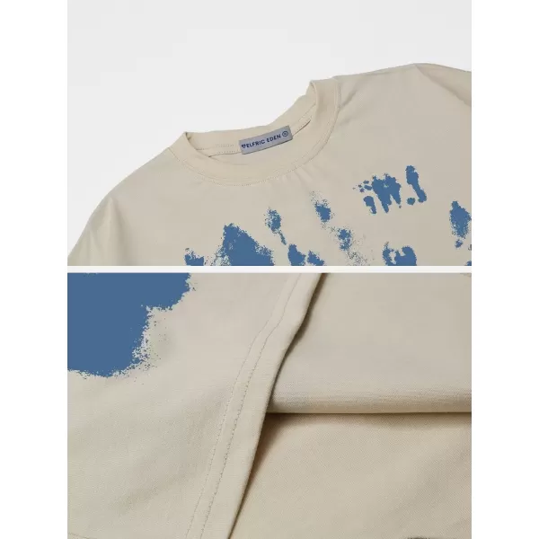 imageAelfric Eden Mens Oversized T Shirts TeesCharacter Inkjet Graffiti Print Tops Streetwear Casual Shirt20beige
