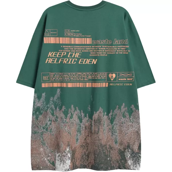 imageAelfric Eden Mens Oversized Tshirts Snow Mountain Graphic Tee Print Tops Streetwear Casual ShirtX01green