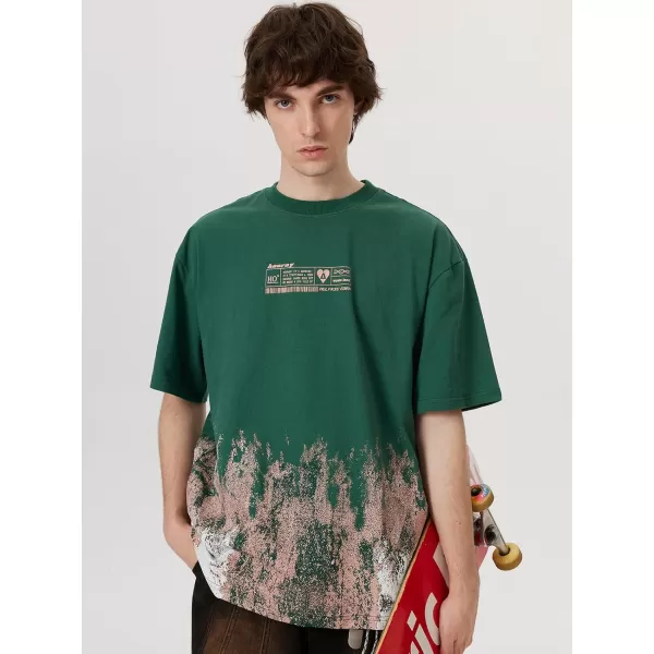 imageAelfric Eden Mens Oversized Tshirts Snow Mountain Graphic Tee Print Tops Streetwear Casual ShirtX01green