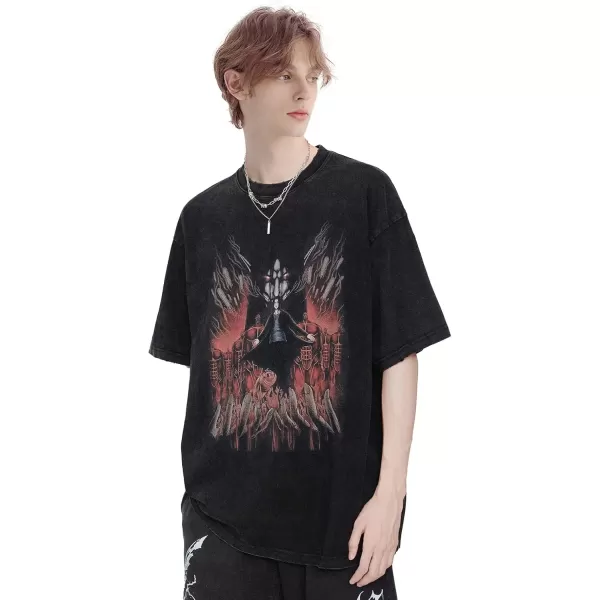 imageAelfric Eden Mens Vintage Japanese Graphic Printed Shirt Unisex Oversized Cool TeeF1black