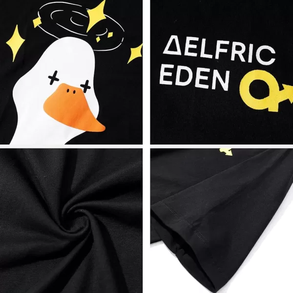 imageAelfric Eden Mens and Womens Funny Goose Print Tee Causal Baggy Short Sleeve Classic Cotton Graphic TopsW01black