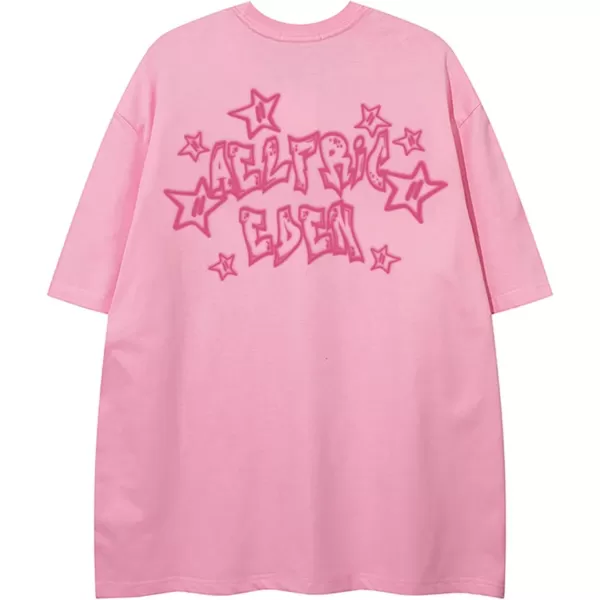 imageAelfric Eden Womens Graphic Tees Oversized Tshirts Unisex Vintage Cartoon Print Streetwear Summer Tops CasualPink