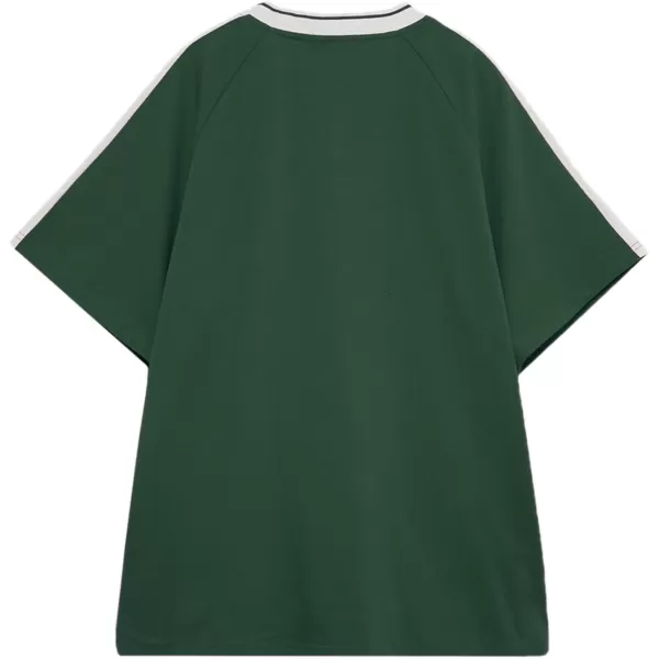 imageAelfric Eden Womens Oversized Tshirts Unisex Vintage Graphic Tees Arc Patchwork Cotton Summer Tops StreetwearGreen