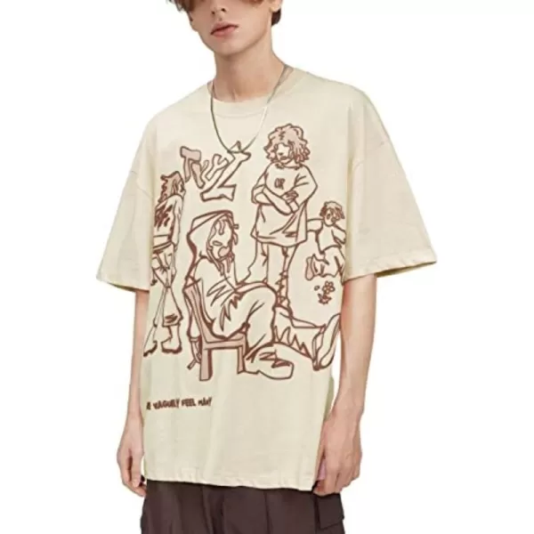 imageAelfric Eden Graphic Tees Y2k Cartoon Printed Womens Oversized T Shirt Vintage Tees Men Unisex Aesthetic Streetwear ShirtsA9beige