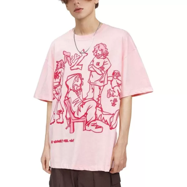 imageAelfric Eden Graphic Tees Y2k Cartoon Printed Womens Oversized T Shirt Vintage Tees Men Unisex Aesthetic Streetwear ShirtsA9pink