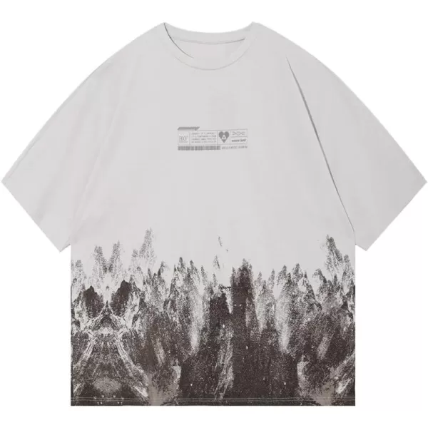 imageAelfric Eden Mens Oversized Snow Mountain Graffiti Graphic Tee Summer Unisex Printed Casual Harajuku Top TshirtWhite