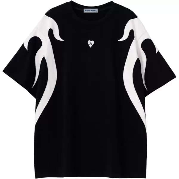 imageAelfric Eden Mens Oversized TShirts Unisex Black White Tshirt Short Sleeve Vintage Graphic Tee Summer Casual Contrast Color Tops XL