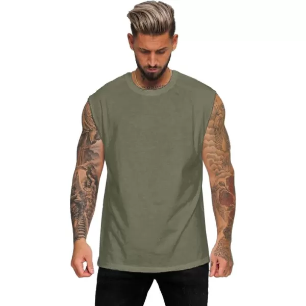 imageAelfric Eden Mens Vintage Solid Cap Sleeve TShirts Oversized Casual Summer Basic Tees Tank TopA1greygreen