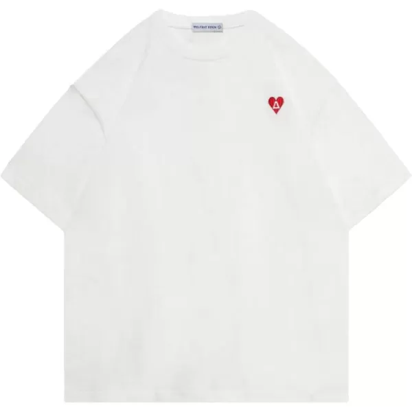 imageAelfric Eden Oversized Tshirts for Women Embroidery Heart Graphic Tees Shirts Cotton Summer Casual Short Sleeve TopsA01white