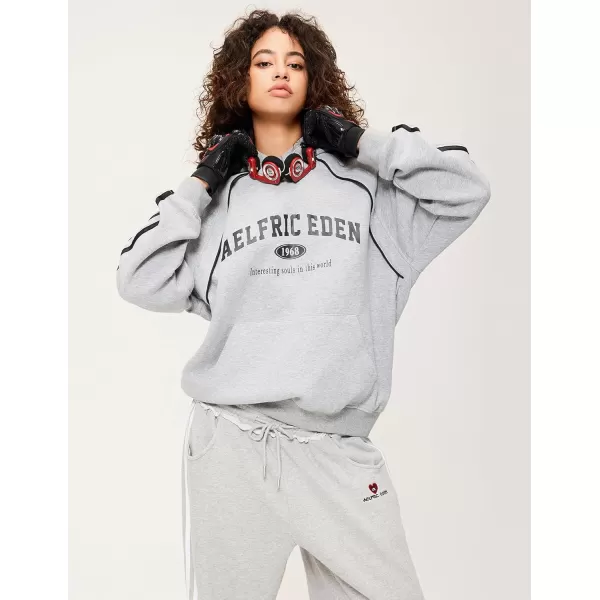 imageAelfric Eden Oversized Hoodie Vintage Letter Print Hoodies Novelty Hooded Sweatshirt with PocketGray