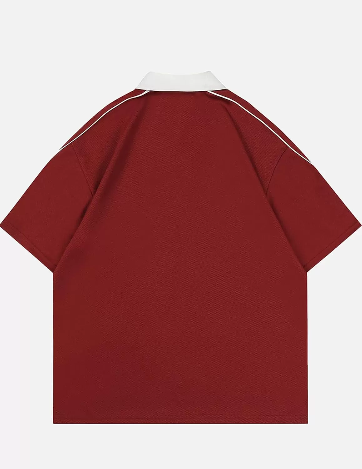 imageAelfric Eden Vintage Patchwork Polo Tee Oversized Button Down Graphic Short Sleeve TshirtsRed