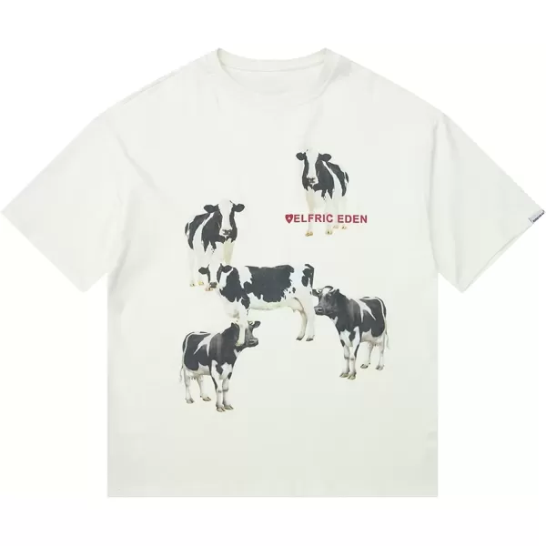 imageAelfric Eden Dairy Cow Print Tee Vintage Oversize Shirts Summer Unisex Casual Harajuku Top Tshirt26white