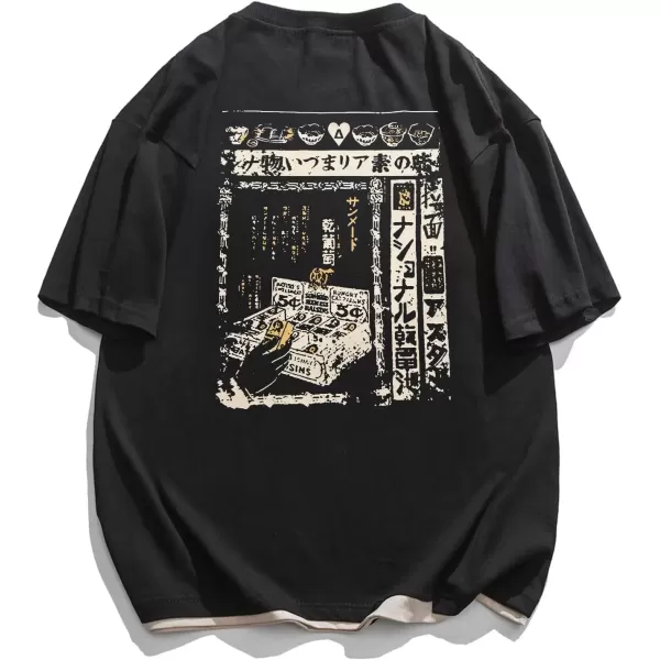 imageAelfric Eden Mens 90s Vintage Oversized Shirts Unisex Harajuku T Shirt Print Graphic Tees Casual Summer Streetwear TopBlack