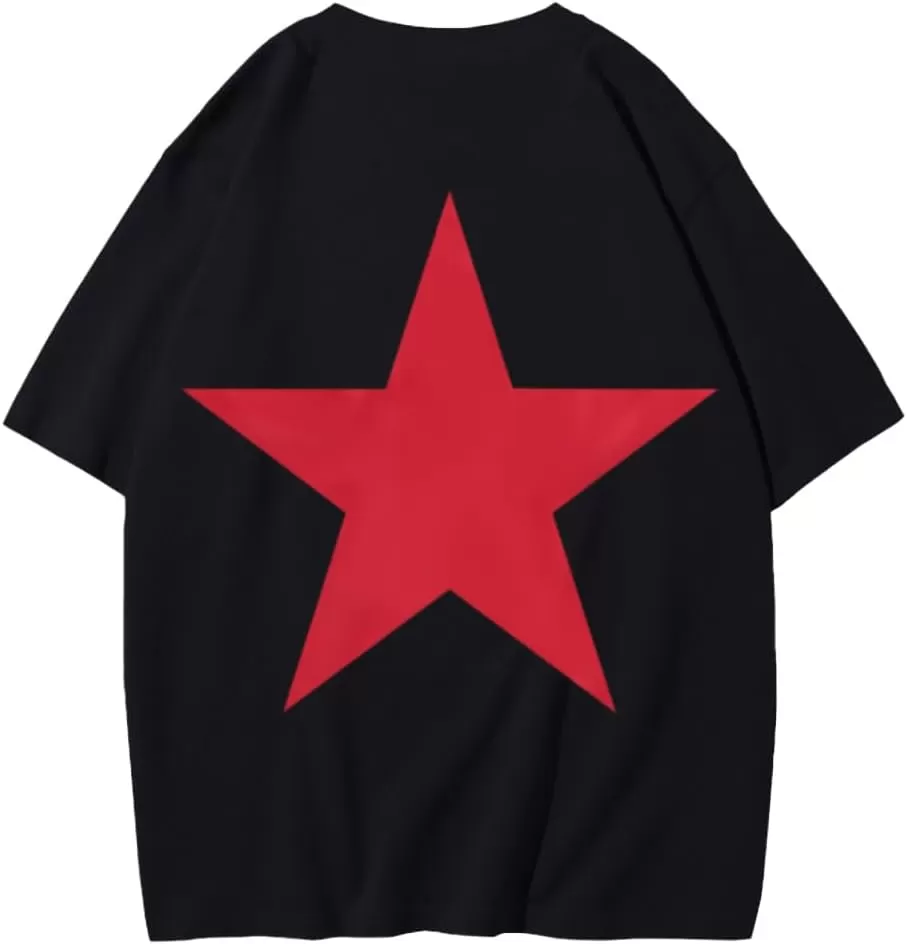imageAelfric Eden Star Graphic Tees Men Oversized T Shirt Women Y2k Vintage Tee Aesthetic Short Sleeve Summer TopsBlack
