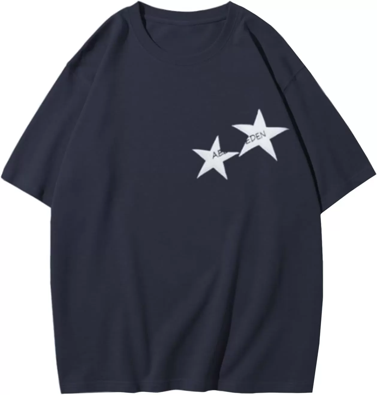 imageAelfric Eden Star Graphic Tees Men Oversized T Shirt Women Y2k Vintage Tee Aesthetic Short Sleeve Summer TopsDeep Blue