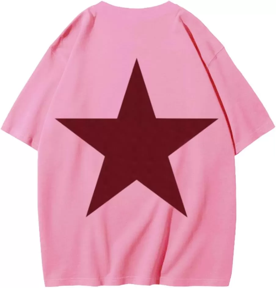 imageAelfric Eden Star Graphic Tees Men Oversized T Shirt Women Y2k Vintage Tee Aesthetic Short Sleeve Summer TopsPink