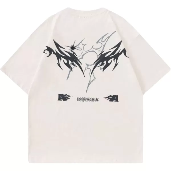 imageAelfric Eden Mens Graphic Tees Y2k Flame Star Print Oversized T Shirts Vintage Streetwear Shirt Casual Tops1beige