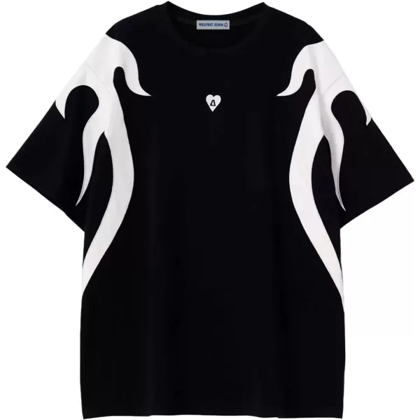 imageAelfric Eden Mens Oversized TShirts Short Sleeve Unisex Graphic Tshirt Vintage Contrast Color Tee Summer Patchwork TopsBlackwhite