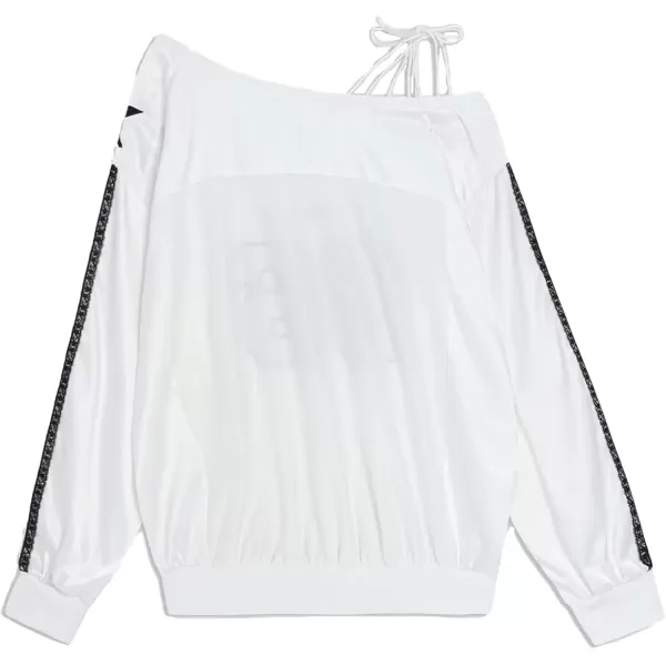 imageAelfric Eden Off The Shoulder Lace Embroidery Sweatshirt Long Sleeve Y2K jersey Sweatshirts Oversized Baggy Pullover TopWhite
