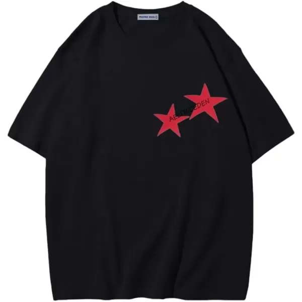 imageAelfric Eden Star Graphic Tees Men Oversized T Shirt Women Y2k Vintage Tee Aesthetic Short Sleeve Summer TopsBlack