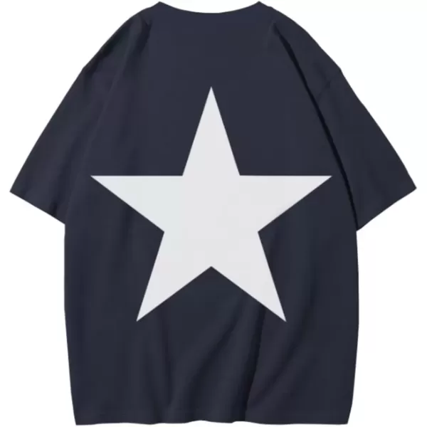 imageAelfric Eden Star Graphic Tees Men Oversized T Shirt Women Y2k Vintage Tee Aesthetic Short Sleeve Summer TopsDeep Blue