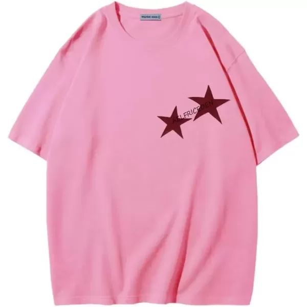 imageAelfric Eden Star Graphic Tees Men Oversized T Shirt Women Y2k Vintage Tee Aesthetic Short Sleeve Summer TopsPink