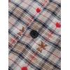 imageAelfric Eden CutOut Heart Short Sleeve Shirt Collar Button Down Plaid Casual Tshirt TopsKhaki