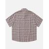 imageAelfric Eden CutOut Heart Short Sleeve Shirt Collar Button Down Plaid Casual Tshirt TopsKhaki