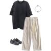 imageAelfric Eden Mens Oversized Acid Wash Plain T Shirts Washed Cotton Basic Tee Short Sleeve Crewneck Unisex TopsBlack