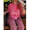 imageAelfric Eden Mens Oversized T Shirts Tees Distorted Portrait Print Crew Neck Cotton Tops Streetwear Casual ShirtPink
