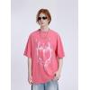 imageAelfric Eden Mens Oversized T Shirts Tees Distorted Portrait Print Crew Neck Cotton Tops Streetwear Casual ShirtPink